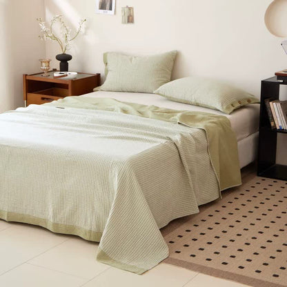 Couvre-lit en coton jacquard double gaze à carreaux