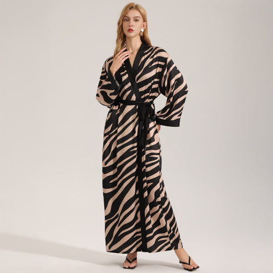 Peignoir kimono à manches longues avec imprimé zèbre