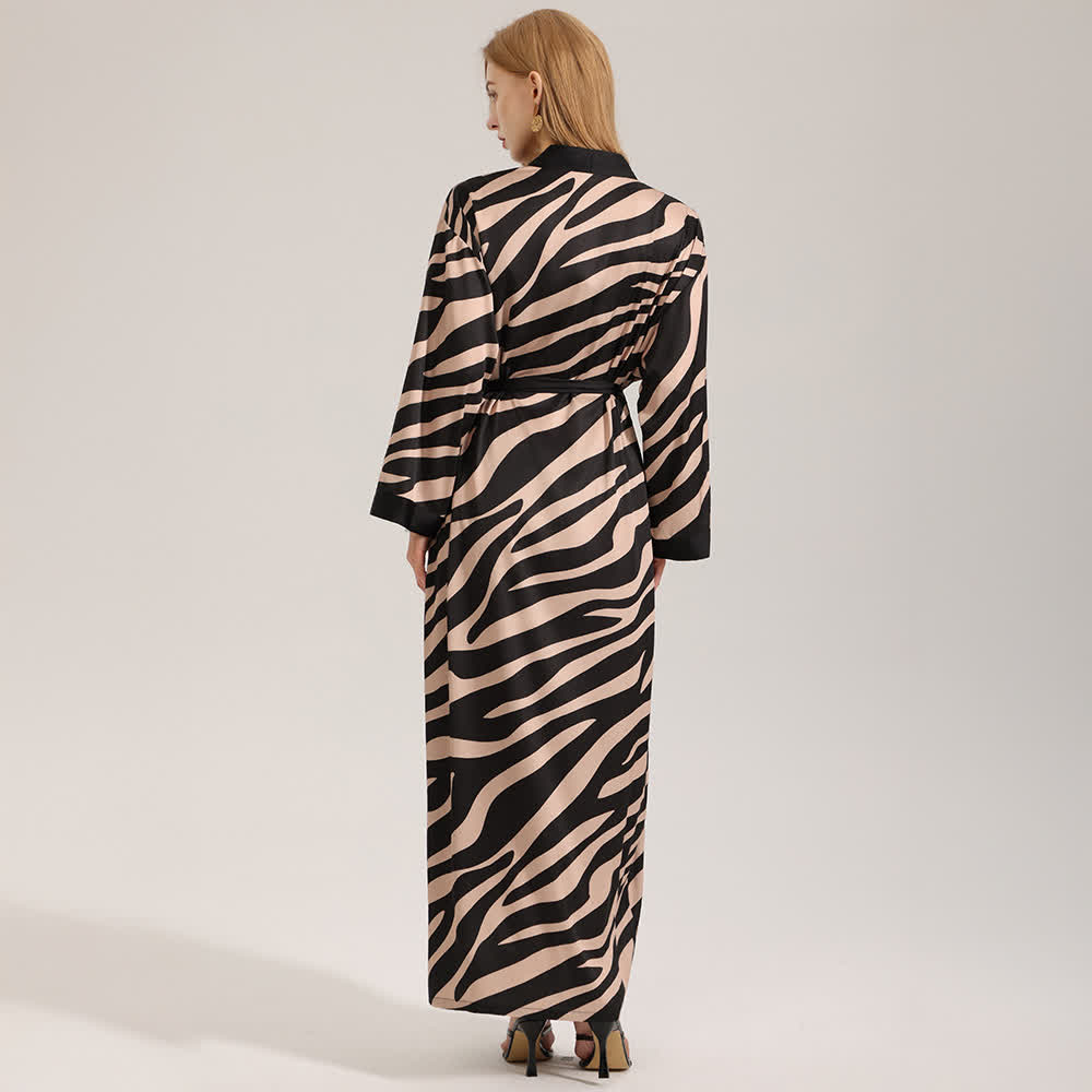 Peignoir kimono à manches longues avec imprimé zèbre