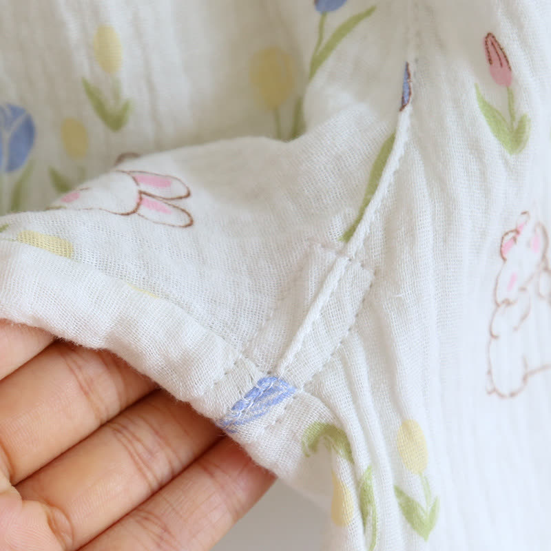 Ensemble de vêtements de détente à manches flottantes et imprimé lapin floral