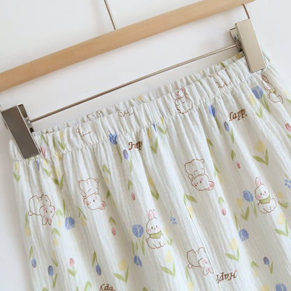 Ensemble de vêtements de détente à manches flottantes et imprimé lapin floral