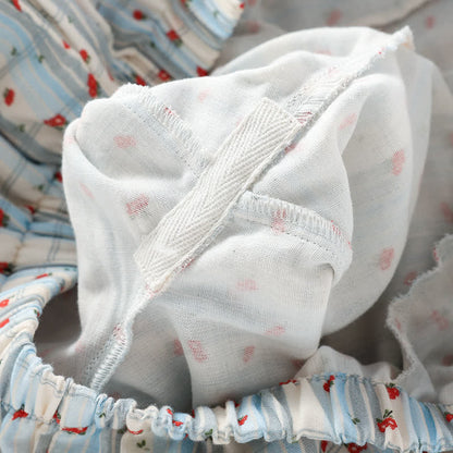 Pyjama en coton rouge à motif floral et manches flottantes