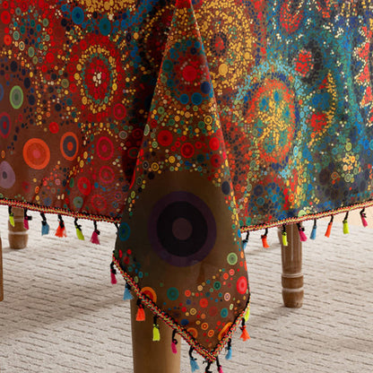 Nappe rectangulaire imperméable à motif mandala lumineux