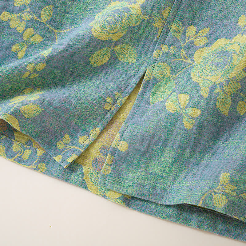 Ensemble de nuit en gaze de coton à motif jacquard et motif rose