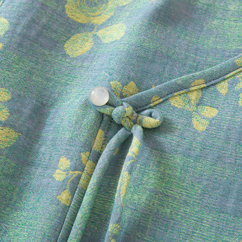 Ensemble de nuit en gaze de coton à motif jacquard et motif rose