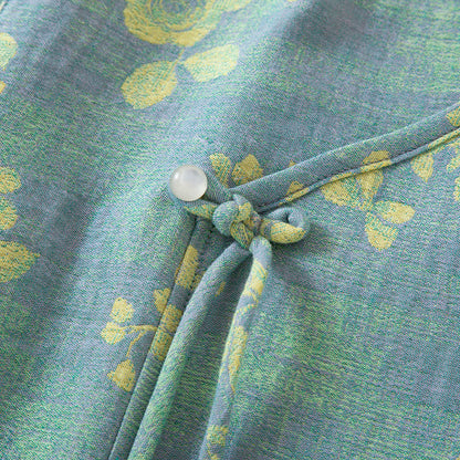 Ensemble de nuit en gaze de coton à motif jacquard et motif rose
