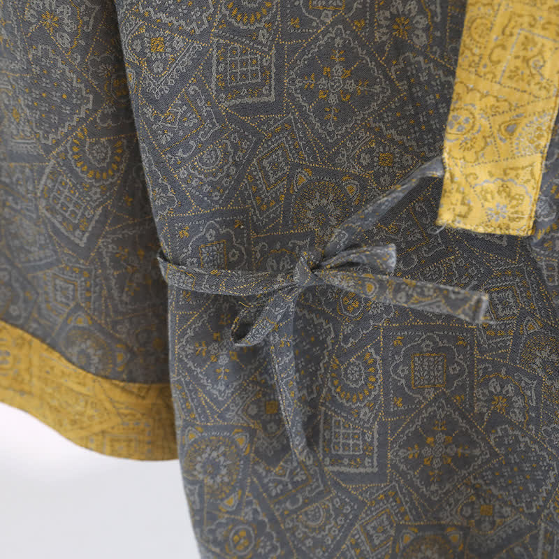 Ensemble pyjama kimono japonais unisexe à motifs géométriques
