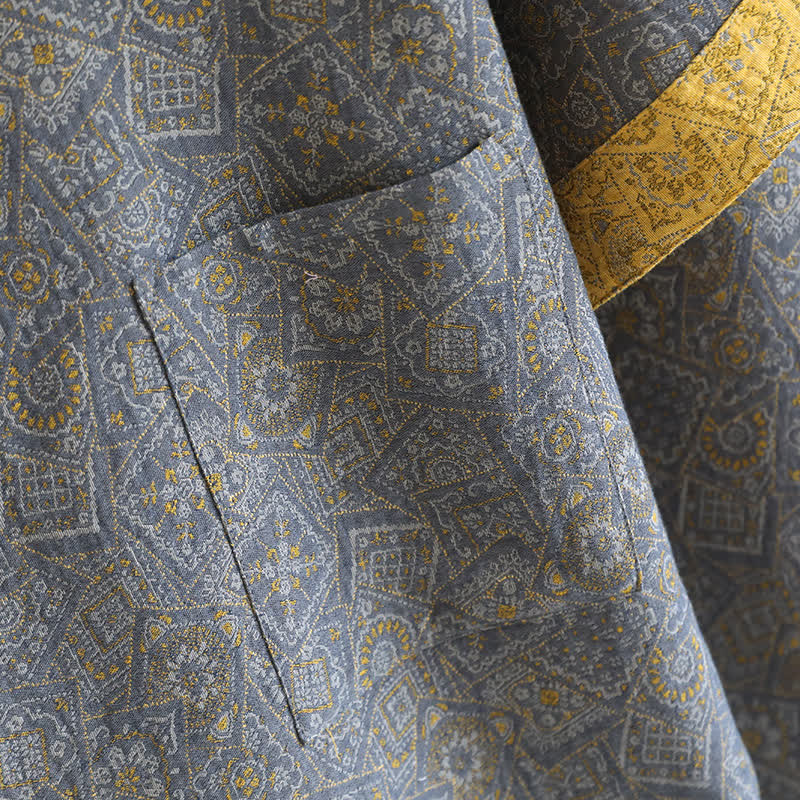 Ensemble pyjama kimono japonais unisexe à motifs géométriques