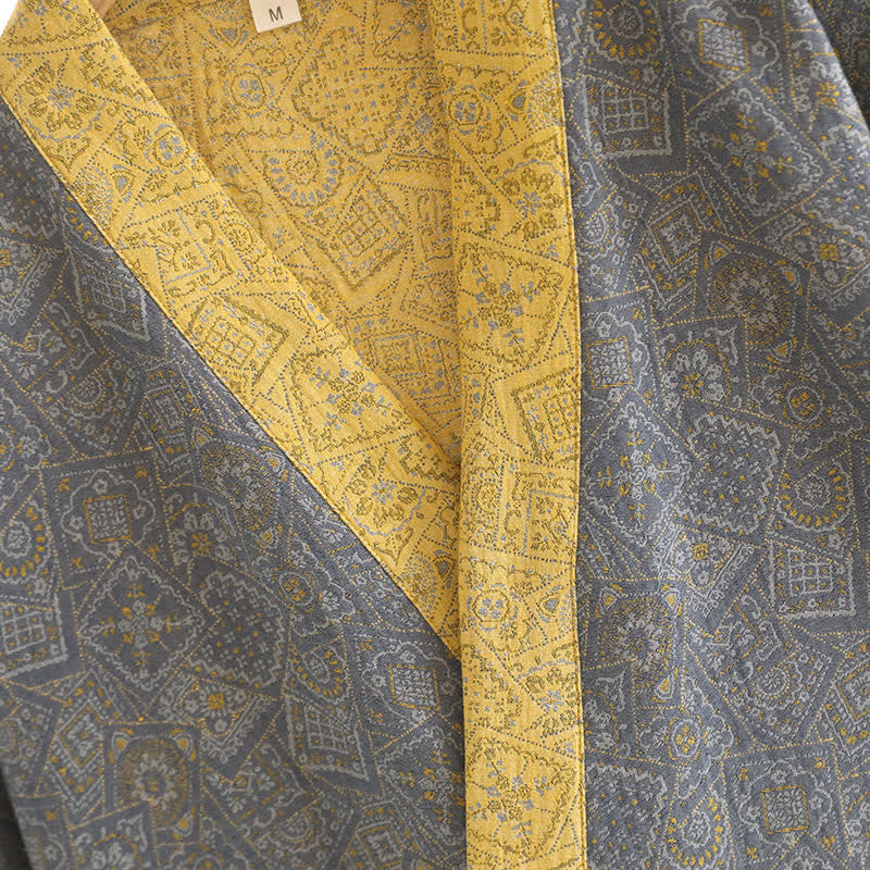 Ensemble pyjama kimono japonais unisexe à motifs géométriques