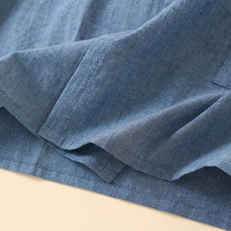 Pyjama kimono uni à col géométrique