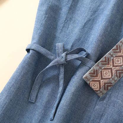 Pyjama kimono uni à col géométrique