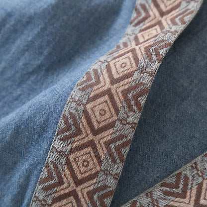 Pyjama kimono uni à col géométrique