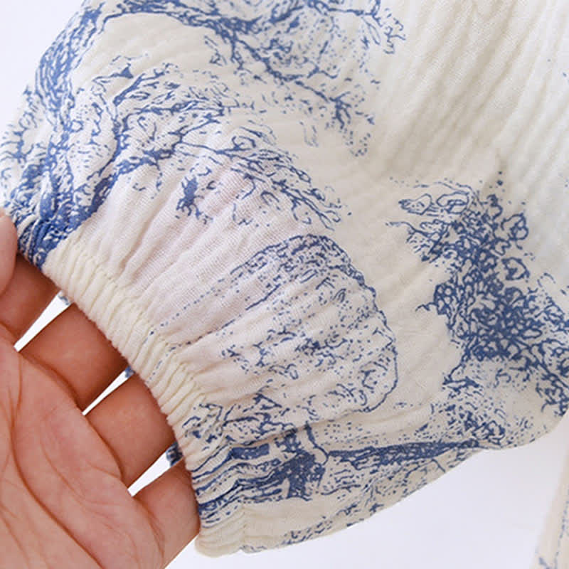 Chemise de nuit en gaze de coton à imprimé toile