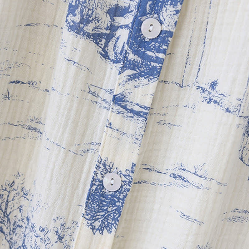 Chemise de nuit en gaze de coton à imprimé toile