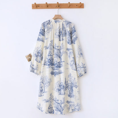 Chemise de nuit en gaze de coton à imprimé toile