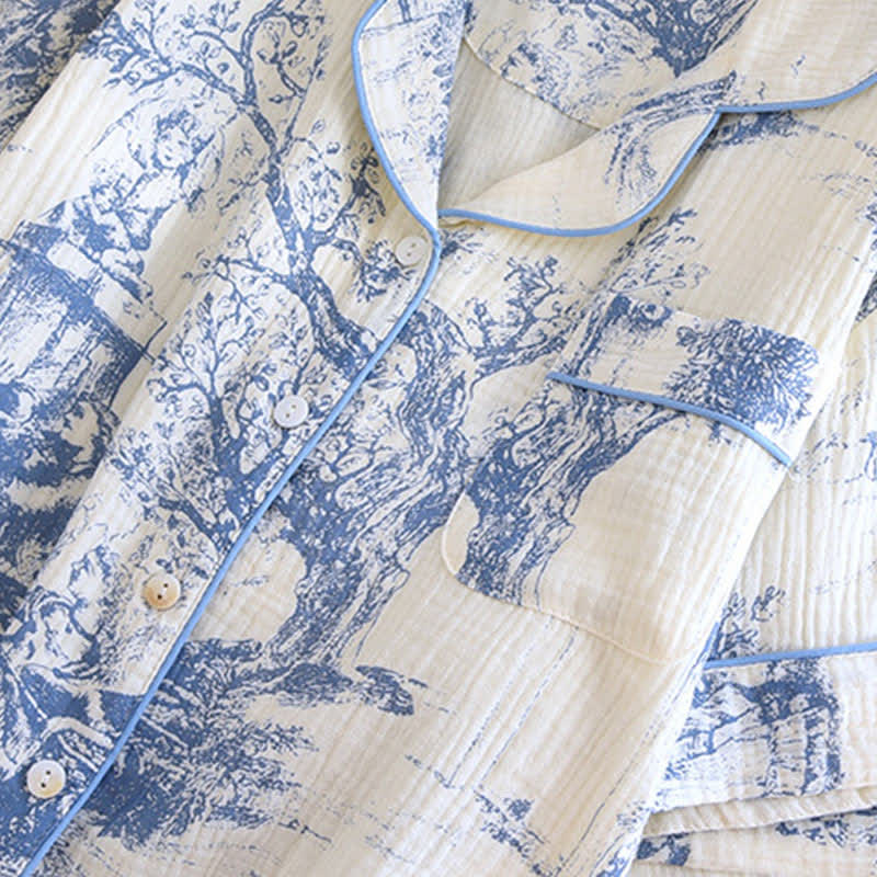 Ensemble de nuit en gaze de coton avec imprimé toile