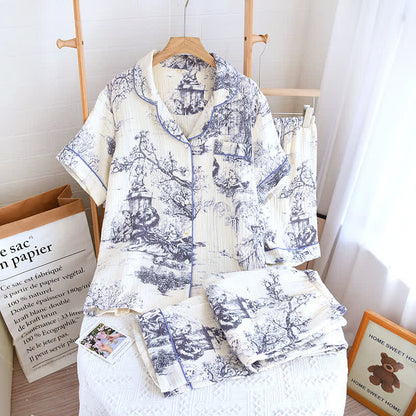 Ensemble de nuit en gaze de coton avec imprimé toile