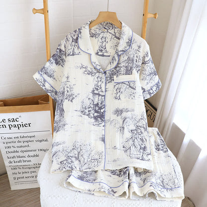 Ensemble de nuit en gaze de coton avec imprimé toile
