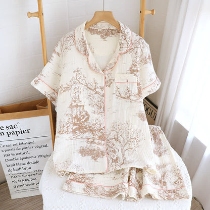 Ensemble de nuit en gaze de coton avec imprimé toile