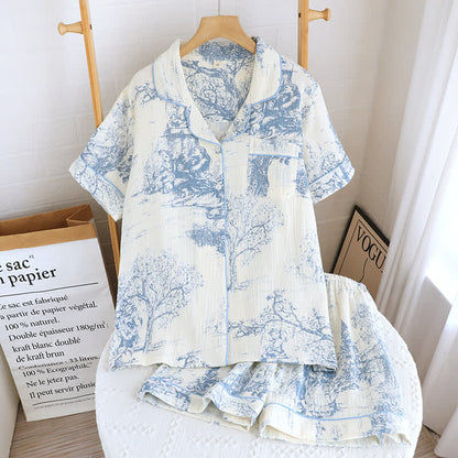 Ensemble de nuit en gaze de coton avec imprimé toile