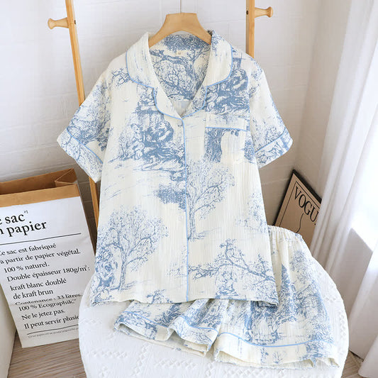 Ensemble de nuit en gaze de coton avec imprimé toile