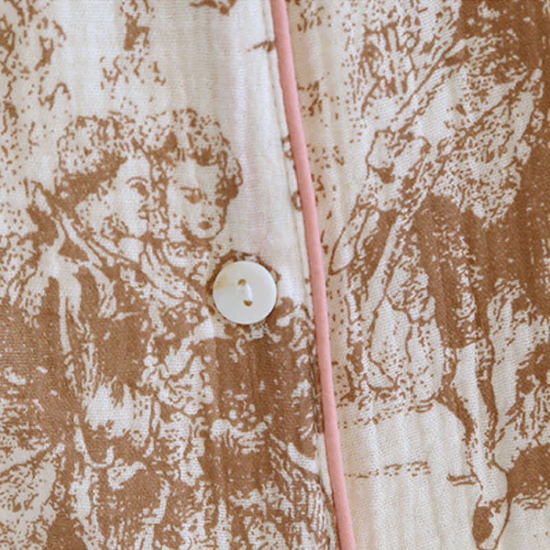 Vêtements d'intérieur en gaze de coton avec imprimé toile délavée