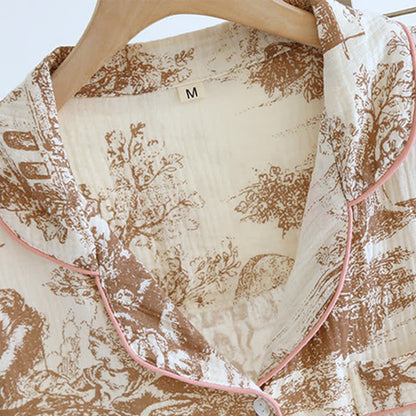 Vêtements d'intérieur en gaze de coton avec imprimé toile délavée