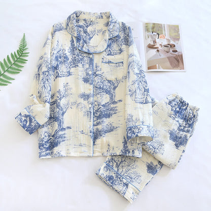 Vêtements d'intérieur en gaze de coton avec imprimé toile délavée