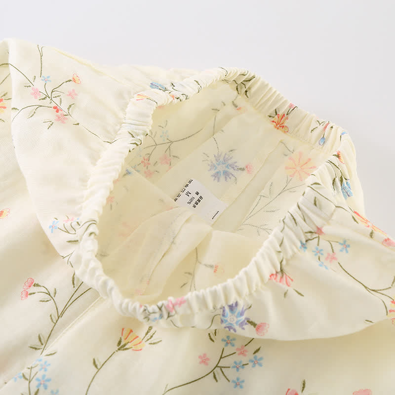 Kimono en gaze de coton fleuri
