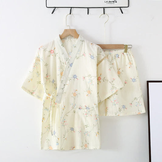 Kimono en gaze de coton fleuri