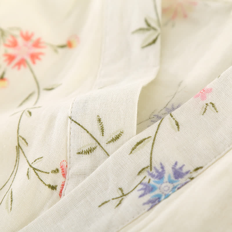 Kimono en gaze de coton fleuri