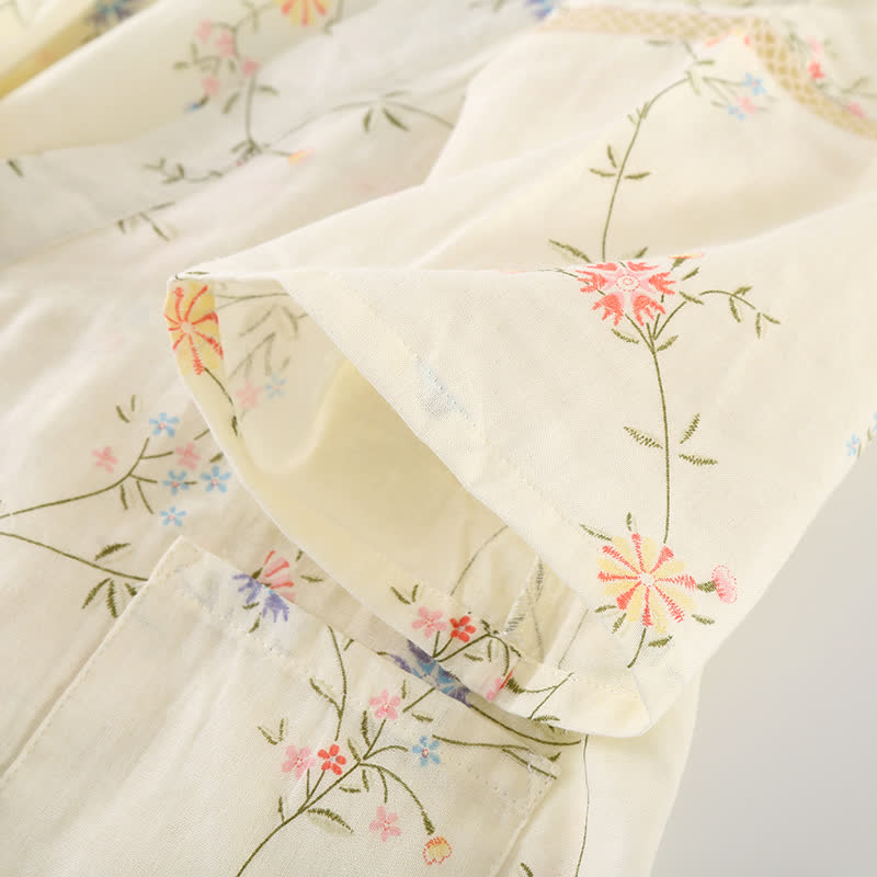 Kimono en gaze de coton fleuri
