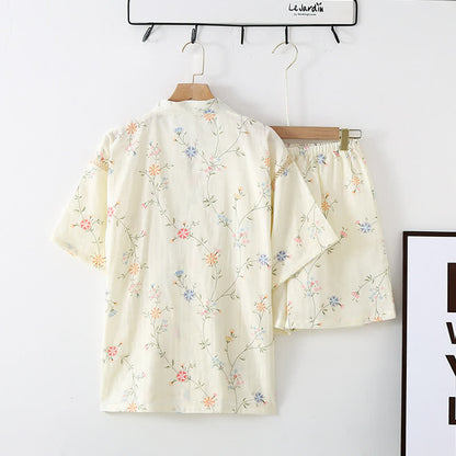 Kimono en gaze de coton fleuri