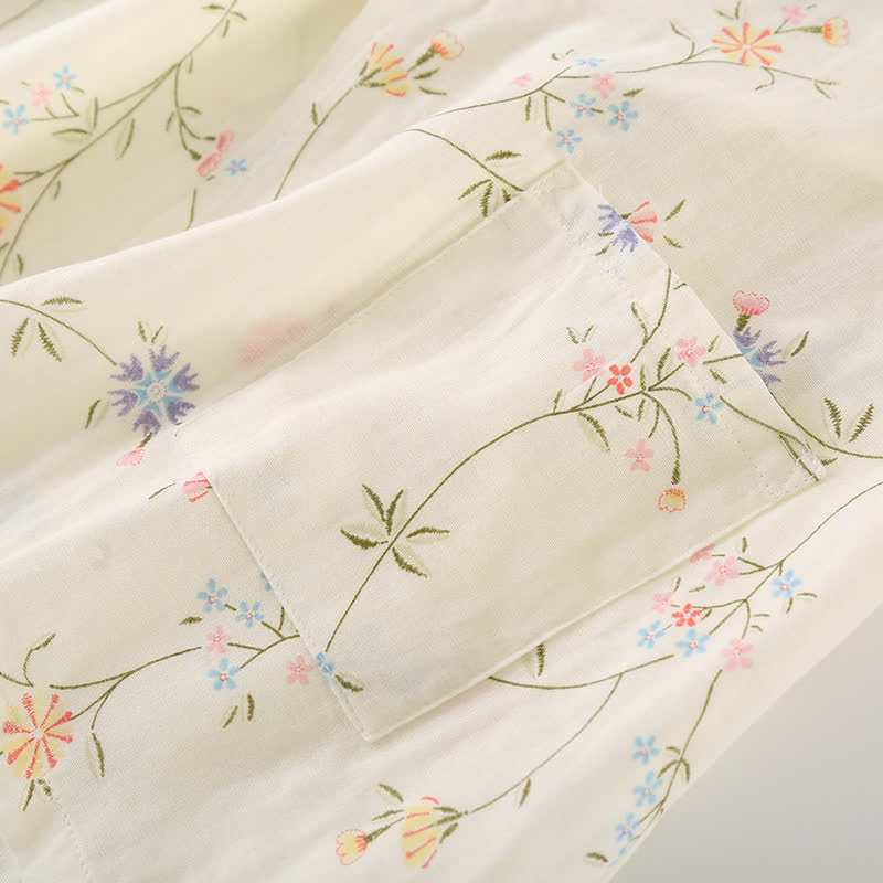 Kimono en gaze de coton fleuri