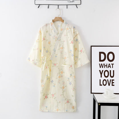 Kimono en gaze de coton fleuri