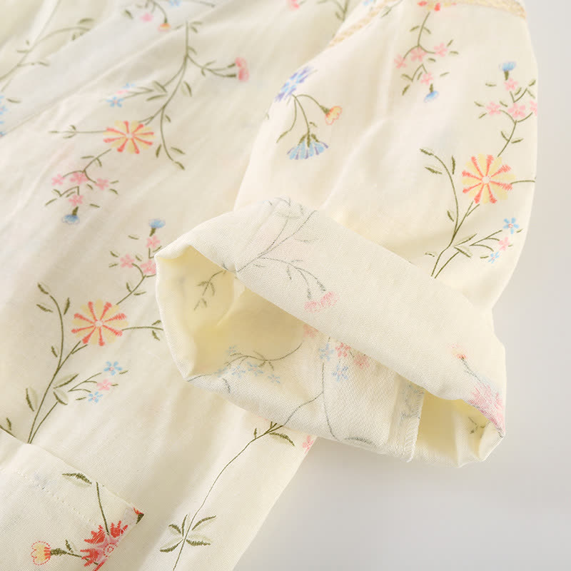 Kimono en gaze de coton fleuri