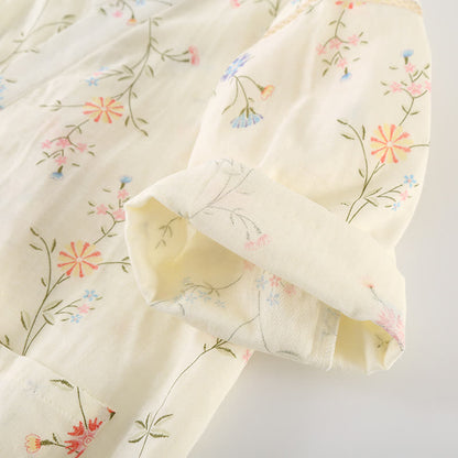 Kimono en gaze de coton fleuri