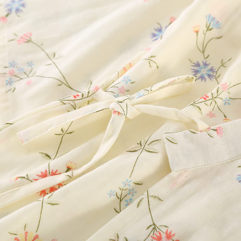 Kimono en gaze de coton fleuri