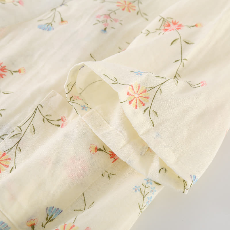 Kimono en gaze de coton fleuri
