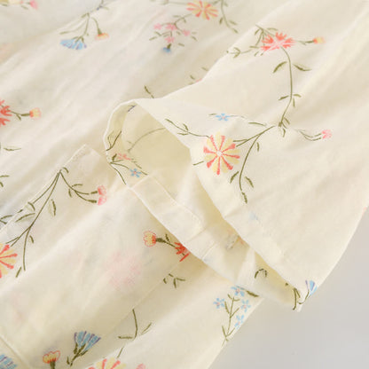 Kimono en gaze de coton fleuri