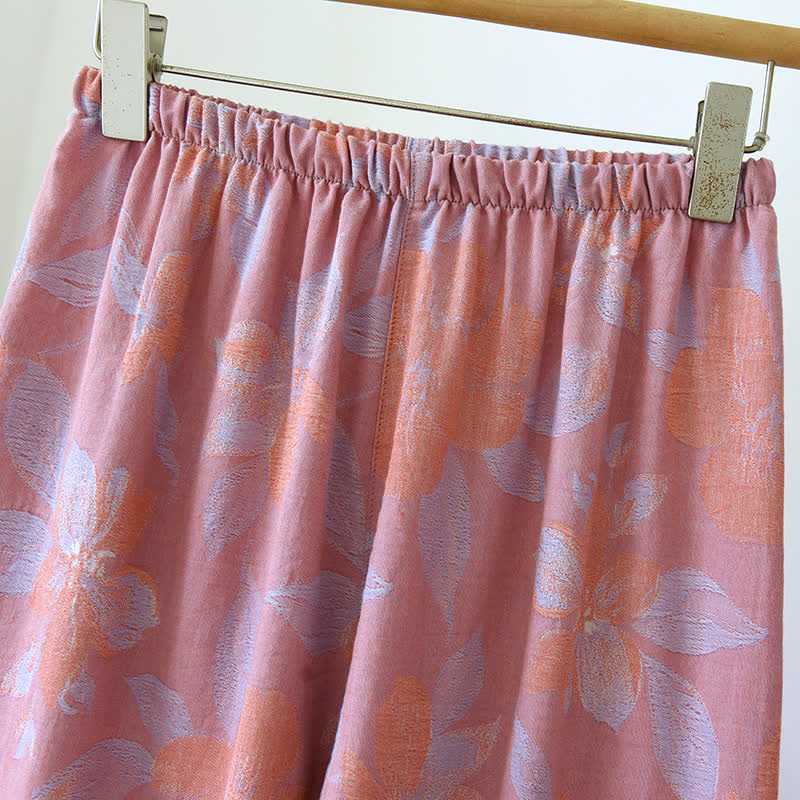 Ensemble de nuit oriental en coton jacquard à imprimé hostas