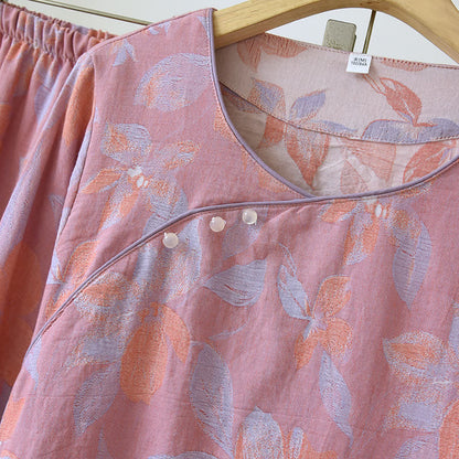 Ensemble de nuit oriental en coton jacquard à imprimé hostas