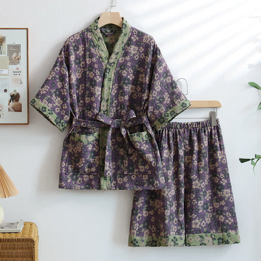 Kimono unisexe en coton avec motif de fleurs de cerisier