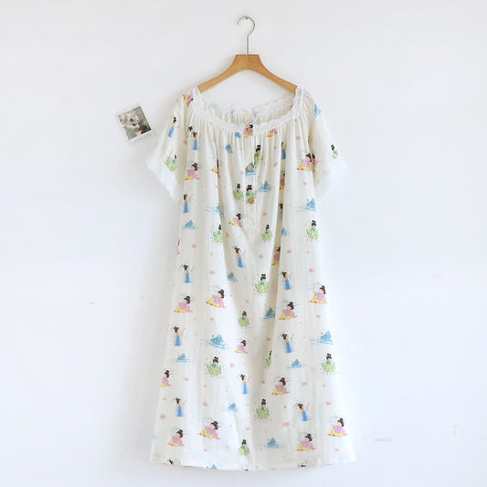 Chemise de nuit orientale avec princesse de dessin animé en coton et dentelle