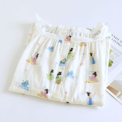 Chemise de nuit orientale avec princesse de dessin animé en coton et dentelle