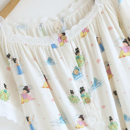 Chemise de nuit orientale avec princesse de dessin animé en coton et dentelle
