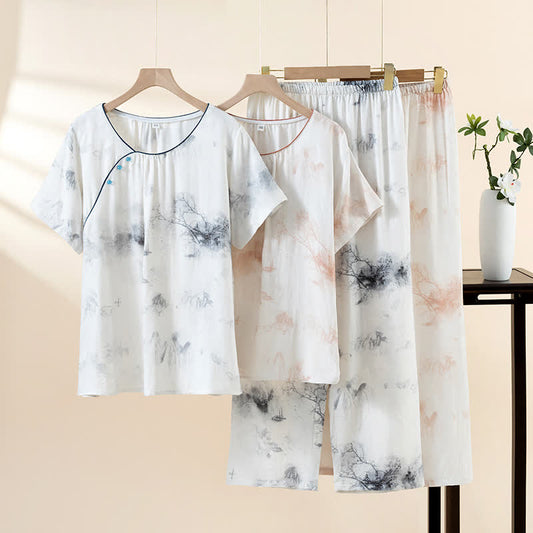 Ensemble de vêtements de détente à l'encre orientale et au paysage