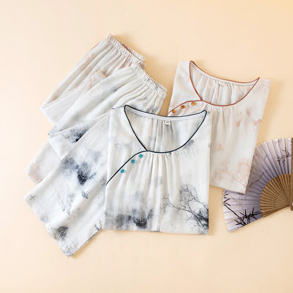 Ensemble de vêtements de détente à l'encre orientale et au paysage