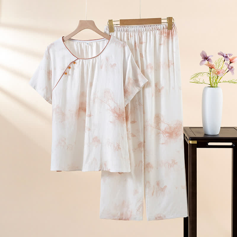 Ensemble de vêtements de détente à l'encre orientale et au paysage