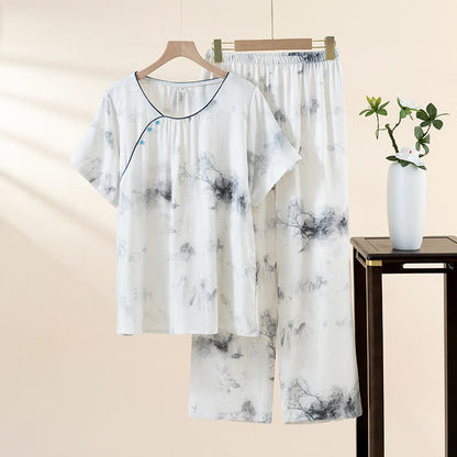 Ensemble de vêtements de détente à l'encre orientale et au paysage